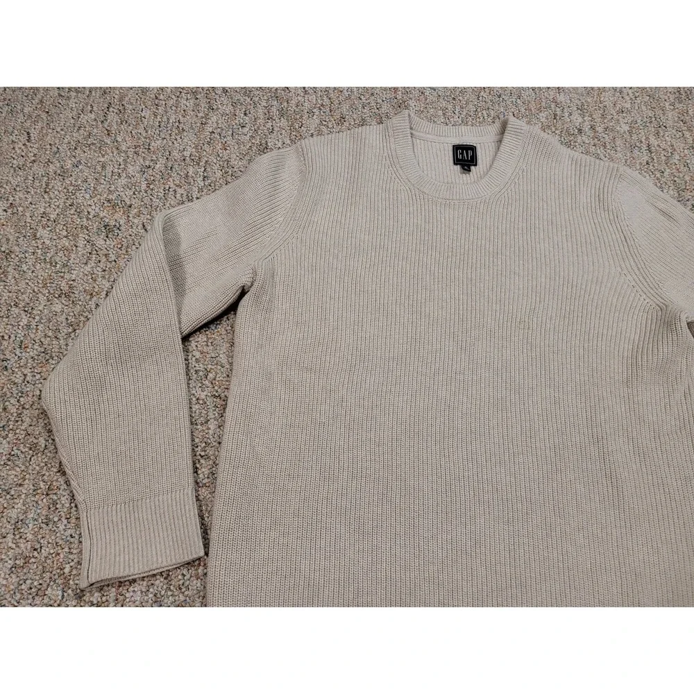 Gap Sweater Mens XL Beige Crewneck Pullover Knit Fisherman‎ Outdoors Hiking Camp